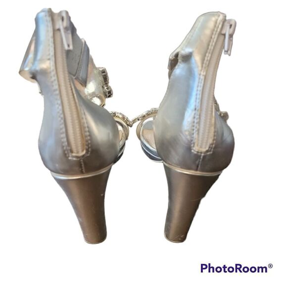 Jeffrey campbell rare crystal rhinestone ankle strap silver heels - Picture 4 of 7